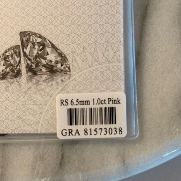 Women’s Fashion Pierced Earrings 1ct Moissanite Pink 18k Plated 6.5 MM GRA Inc - Picture 8 of 12